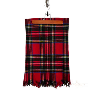 Gammatex Made in Italy 100% Wool Red Plaid Throw Blanket Fringed